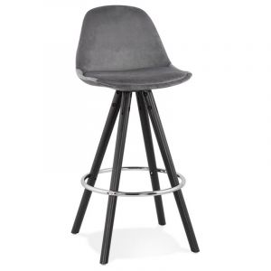 Tabouret de Bar Velours & Bois "Vinea" 87cm Gris Prix