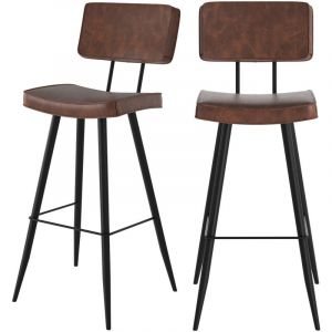 Rendez Vous Déco Chaise de bar Texas marron 76 cm (lot de 2) - Marron