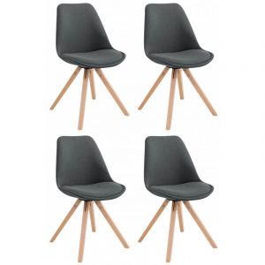 CLP Lot de 4 Chaises de salle à manger Toulouse Tissu Pieds carrés bois gris foncé Nature