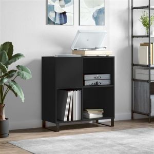 VidaXL Armoire à disques noir 84,5x38x89 cm bois d'ingénierie