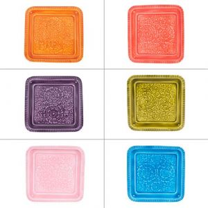 Table passion Plateau carré petit modèle Pop Flower (1 modèle aléatoire) - Multicolore - Métal