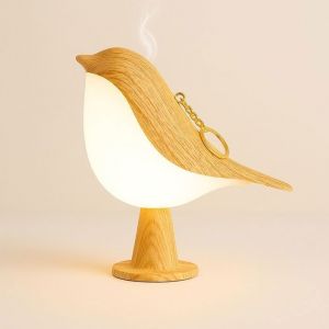 Lampe de Chevet Oiseau LED Tactile Aromath&eacute;rapie Sans Fil, Diffuseur Veilleuse, Lumi&egrave;re Tricolore Rechargeable USB D&eacute;co Table Bureau