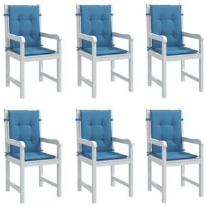 VidaXL Coussins de chaise à dossier bas lot de 6 bleu mélangé tissu, coussin, coussin de chaise, coussin de siège, coussin de canapé
