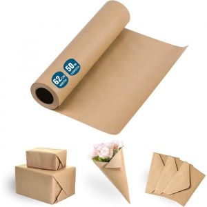 Rouleau de Papier Cadeau Kraft naturel 62cmx50m (1 unité) - Papier D Emballage déal pour lArtisanat Emballage de Cadeaux de Noël