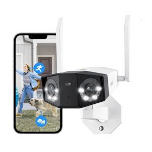 Reolink 8MP Caméra Surveillance 2,4/5 GHz WiFi, Double Objectif Vision 180°, Détection Personne/Véhicule/Animaux, Vision Nocturne Couleur, Audio Bidirectionnel
