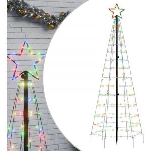 vidaXL Arbre de Noël lumineux avec piquets 220 LED coloré 180 cm