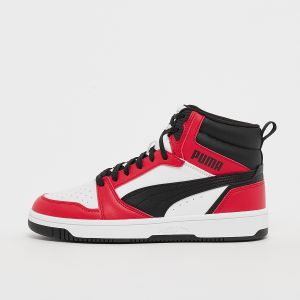 Puma Rebound V6 Mid Jr White/ Black/for All Time Red, Fashion sneakers, Chaussures, weiß, Taille: 38.5, tailles disponibles:36,37,38,38.5,39 - Taille 38.5