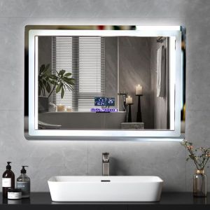 Mirroir de Salle de Bain &Eacute;clair&eacute; avec Bluetooth - r&eacute;glable 3 Couleurs - Anti-Bu&eacute;e - 50 x 70 cm