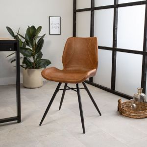 Beau Chaise Salle A Manger Industrielle Marron Clair Marron