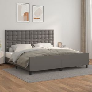 VidaXL Cadre de lit avec tête de lit Gris 200x200 cm Similicuir Grey