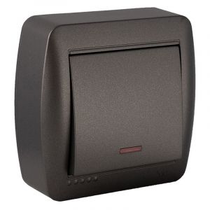 Solera - Interrupteur va et vient voyant lumineux saillie noir graphite