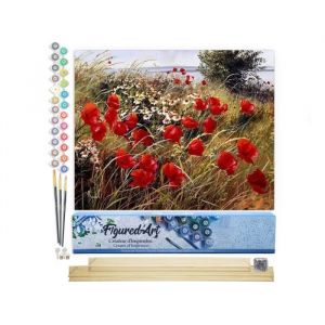 FiguredArt Peinture par Numéro Adulte Fleurs champêtres - Kit DIY Numéro dArt - 40x50cm avec châssis en bois à monter