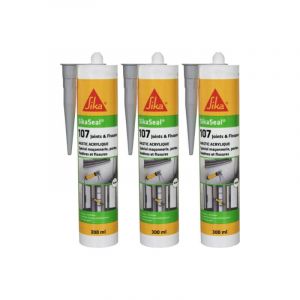 Sika Lot de 3 mastics acryliques seal 107 Joint et fissure - Gris - 300ml