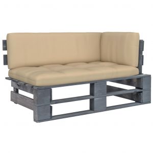 VidaXL Canap? d'angle palette de jardin Gris Bois de pin impr?gn?