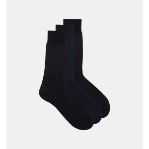 Galeries Lafayette Lot de 3 paires de chaussettes en pur coton Gris - Couleur Gris - Taille L