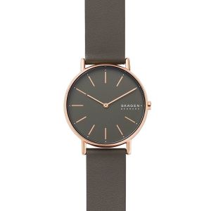 Image de SKAGEN Montre SKW2794 - SIGNATUR Boîtier Acier Doré Rose Bracelet Cuir Gris Femme