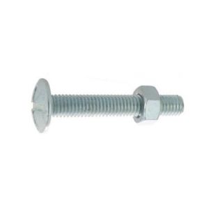 Ultima Boulon poelier à tête ronde large fendue en croix acier zingué blanc classe 4.8 NFE 25128/DIN 555 10X70 boîte de 50 - 80310070