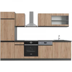Vicco cuisine R-Line, Ch&ecirc;ne dor&eacute;/anthracite, 300 cm J-Shape