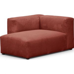 Homifab - Méridienne d'angle à gauche modulable en velours côtelé rouille - Modulo New
