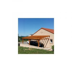 Abri Une Pente Adoss&eacute;, 450cmx700cm, Bois douglas Fran&ccedil;ais, Carport, Auvent, Abri voiture