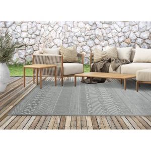 Tapis de Salon ou Terrasse en gris 160x220 Tapis plat moderne Rectangulaire Interieur et Exterieur - The Carpet Ottowa