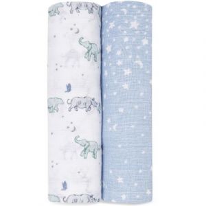 Aden + Anais Pack de 2 maxi-langes grand format en mousseline de coton muslin rising star