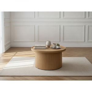 Bobochic Table basse D.60 cm CASTELLANE placage chêne massif Marron clair