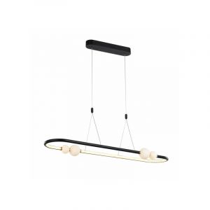 Italux Suspension design Lozanna Noir, rose, abat jour blanc