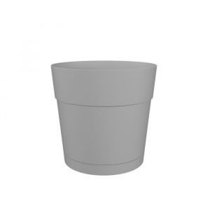 Artevasi Pot à fleurs et plantes rond CAPRI LARGE - Plastique - Réservoir d'eau - diamètre 30 cm - Gris clair