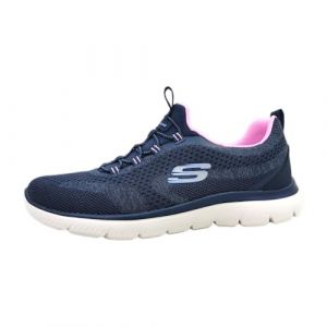 Skechers Femme New Summits Nouvelle Nature, Bordure pervenche Rose en Tricot Bleu Marine, 38 EU