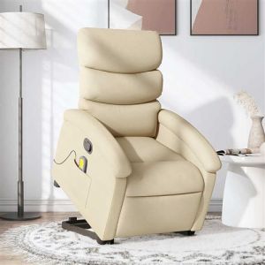 VidaXL Fauteuil inclinable de massage Crème Tissu