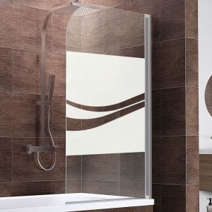 Schulte-ufer Pare-baignoire pliant, verre 5 mm, paroi de baignoire cran de baignoire pivotant, Décor sérigraphié liane, profilé alu argenté, 1 volet 80 x