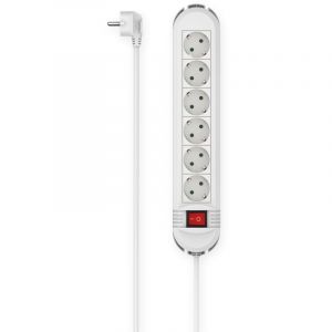 Hama Multiprise 6 Prises Interrupteur Accroches Murales - 16A - 3680W (Prise Multiple Rallonge Electrique 1.5m, Securité Enfant, Gestion Câbles, Bloc 6 Prises Type F Schuko Compatible France) Blanc