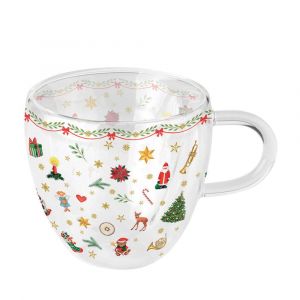 Ambiente Tasse à thé décoration de Noël en verre double paroi