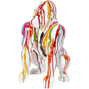 Altobuy - Statue Gorille en R&eacute;sine Multicolore Brillant H46cm