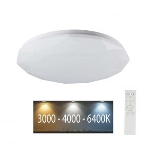 V-TAC VT-8404 plafonnier led 40W forme losange effet ciel étoilé couleur blanche - changeur de couleur 3en1 dimmable avec télécommande - sku 2114931