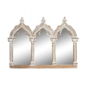 DKD Home Decor Miroir Mural Blanc Naturel Bois de manguier Indien 76 x 3,8 x 55,8 cm