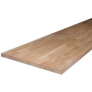 Plan de travail bois massif H&eacute;v&eacute;a lamell&eacute; about&eacute; L.250 x P.65 cm, Ep.26 mm