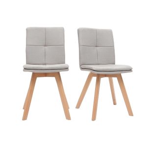 Miliboo Chaises scandinaves en tissu naturel et bois clair (lot de 2) THEA