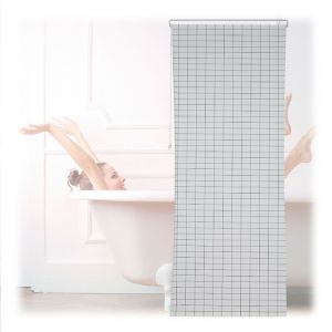 Relaxdays Store de Douche à Carreaux, Rideau de Baignoire, Salle de Bains, L x H : 100 x 240 cm, Hydrofuge, Blanc/Noir
