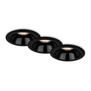BRILONER - Lot de 3 lampes encastrées, Lampes encastrées, Douille GU10 en retrait, Spots encastrés, noir, 95x61 mm