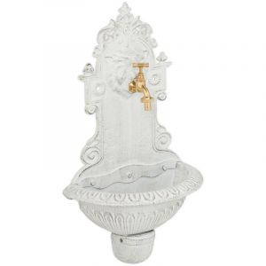 Relaxdays Speedo Fontaine extérieure pour Le Jardin, Robinet, bac, Design Rustique, H x L x P : 61 x 35 x 18 cm, Blanche