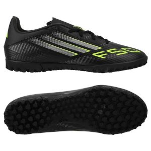 Adidas Mixte F50 Club Turf Football Boots Chaussures, Core Black/Iron met./Lucid Lemon, 44 EU