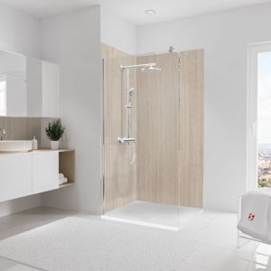 Schulte-ufer Pack de 2 panneaux muraux 100x210 cm, rev&ecirc;tement pour douche et salle de bains, placement facile, D&eacute;coDesign D&Eacute;COR, travertin romain