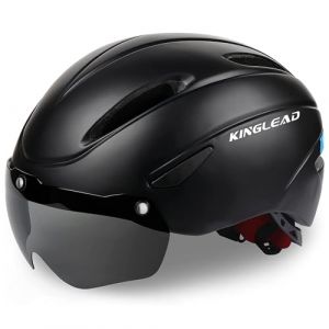 Casque Velo Homme, KINGLEAD Casque Velo Femme Certifi&eacute; CE avec Lunettes Magn&eacute;tiques D&eacute;tachables Portabl Casque de V&eacute;lo R&eacute;glable Respirant Casque VTT pour Adultes Montagne Route Scooter