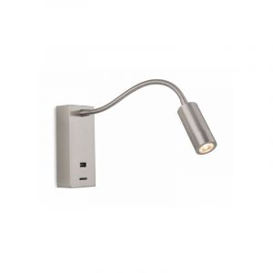 Applique avec liseuse Clifton Acier bross&eacute; 1 ampoule 25cm