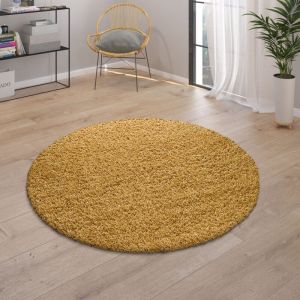 Paco Home Tapis Poils Longs Jaune Salon Shaggy Doux R&eacute;sistant Moelleux Robuste 60x100 cm