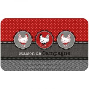 Douceur d'intérieur - Tapis en PVC Maison de campagne - Noir et rouge - Douceur d'intérieur