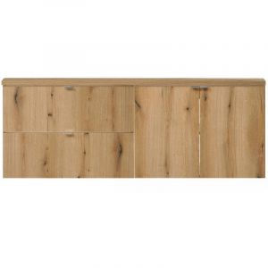 [en.casa] - Meuble sous lavabo double Newport 160 x 60 x 40 cm effet chêne