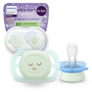 Philips Succhietti Night Ultrastart per Notte 0-2 Mesi 2 Succhietti + Custodia Sterilizzatrice